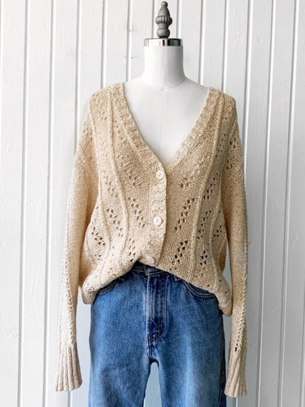 Vintage Designers Originals Studio Sweater Cardigan (Natural) L - Picture 2 of 15